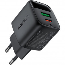 Зарядний пристрій 2xUSB 35W (USB-C+USB-A) with digital display Gan A116 Black Acefast