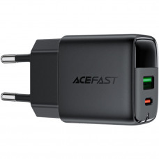 Зарядний пристрій 2xUSB 35W (USB-C+USB-A) with digital display Gan A116 Black Acefast