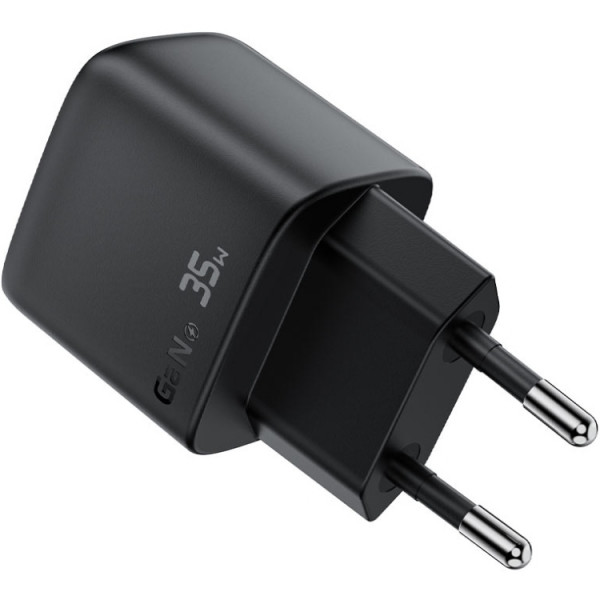 Зарядний пристрій 2xUSB 35W (USB-C+USB-A) with digital display Gan A116 Black Acefast