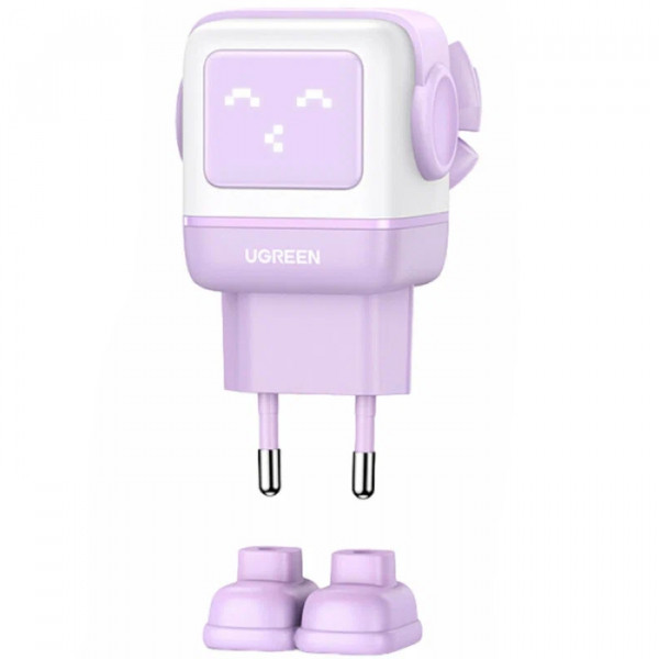 Зарядний пристрій 3xUSB 65W (2xUSB-C+USB-A) Gan Robot tech Fast Charger Фіолетовий CD361 Ugreen