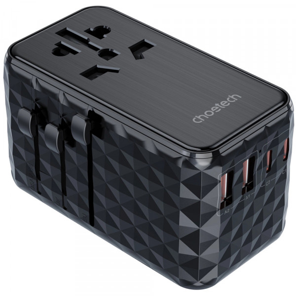 Зарядний пристрій 4xUSB 100W PD (2хUSB-C+2хUSB-A) TRAVEL Universal сharger diamond чорний Choe