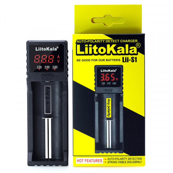 Зарядний пристрій LiitoKala Lii-S1, 1x(Lion/LiFePO4/NiMH/NiCd), Auto Polarity, Display