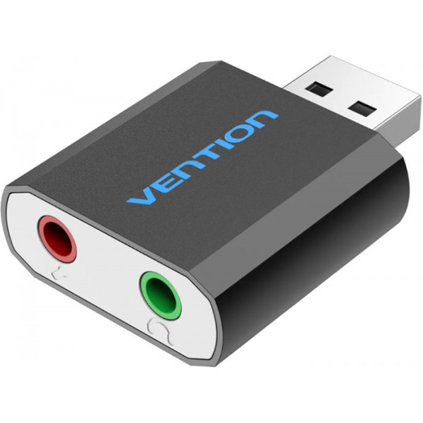 Звукова карта USB AUX jack, 2*TRS (Mic + Ear) Metal Vention