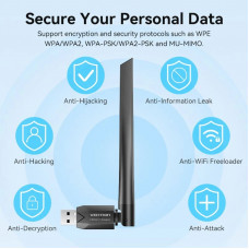 Адаптер WiFi/Bluetooth 5.0 Vention 2.4GHz/5GHz 200/433 Мбіт/с, USB