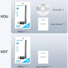 Адаптер WiFi/Bluetooth 5.0 Vention 2.4GHz/5GHz 200/433 Мбіт/с, USB