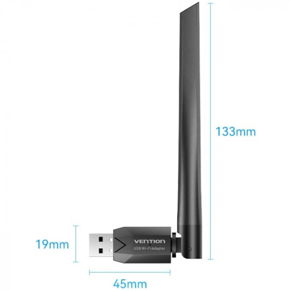 Адаптер WiFi/Bluetooth 5.0 Vention 2.4GHz/5GHz 200/433 Мбіт/с, USB