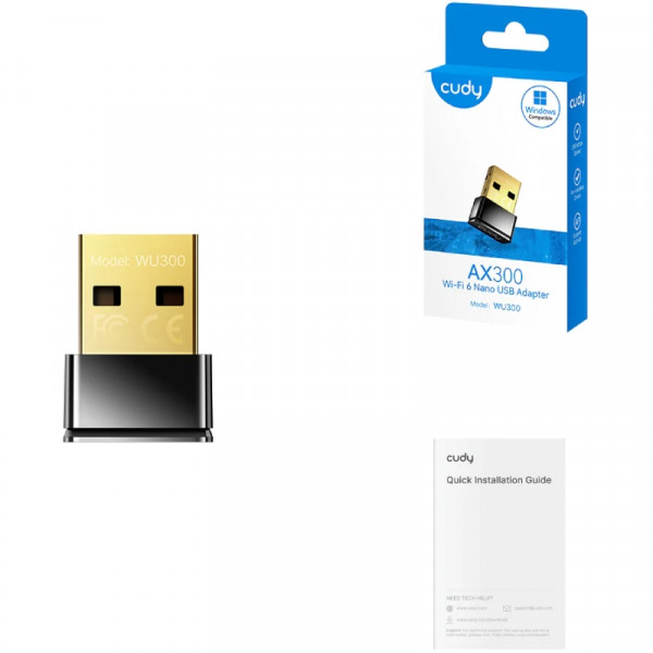 Адаптер WiFi Cudy WU300, AX300 Wi-Fi 6 Nano USB Adapter