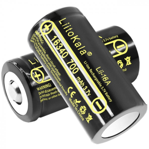 Акумулятор 16340 LiitoKala, Lii-16A, 700mAh, 3.7V li-ion battery, 1 pcs