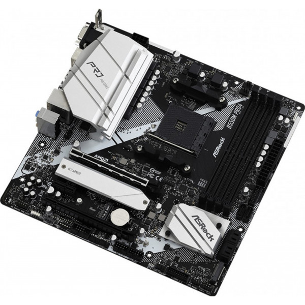ASRock B550M Pro4 (AM4/B550, 4*DDR4, 2xPCIex16, DP/HDMI/VGA, 6xSATAІІІ, 3xM.2, GLan, 7.1ch, mATX)