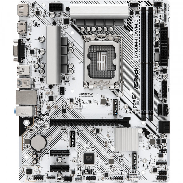 ASRock B760M-HDV/M.2 (1700/B760, 2*DDR5, 1xPCIex16, 4xSATA, 2xM.2, 2.5GLan, 7.1ch, mATX)