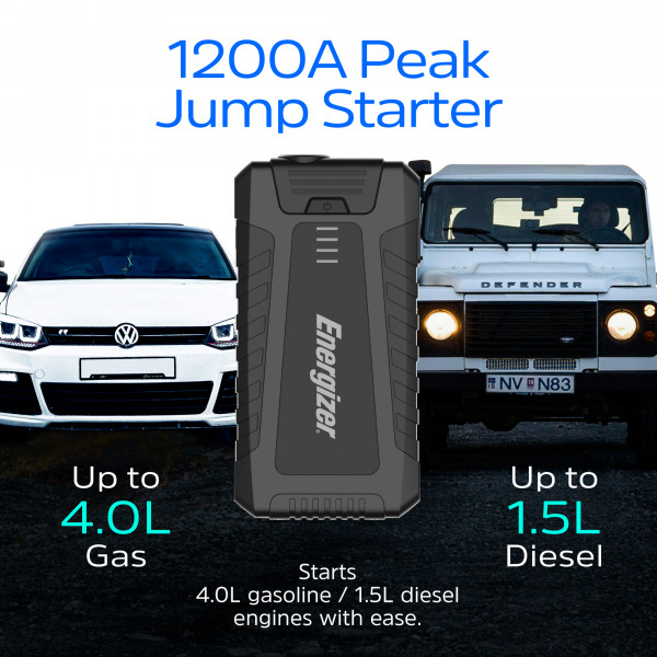 Автомобільний Jump Starter 8000mAh, 1200А, 2xUSB-A, USB-C, ліхтар Energizer