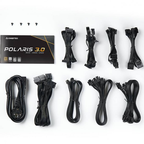 БЖ 1050W Chieftec POLARIS 3.0 PPS-1050FC-A3, 135 mm, 80+ GOLD, Cable management, retail