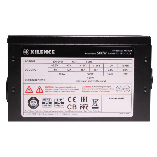 БЖ 500W Xilence XP500R6 Performance C, 120mm, ~85%, Retail Box