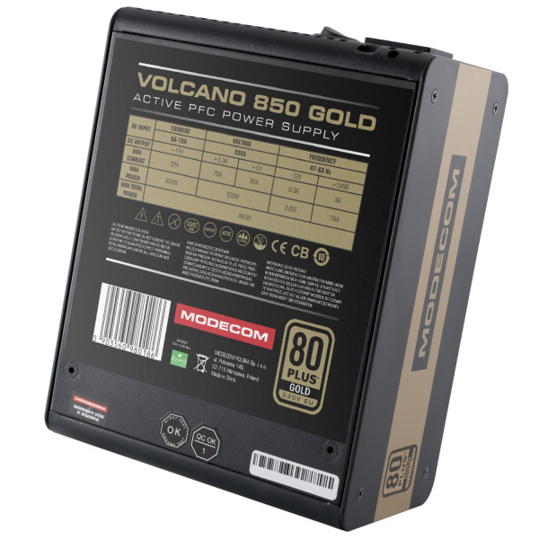 БЖ 850W Modecom VOLCANO 850 GOLD, 120mm, MODULAR, 80+ Gold, Retail Box