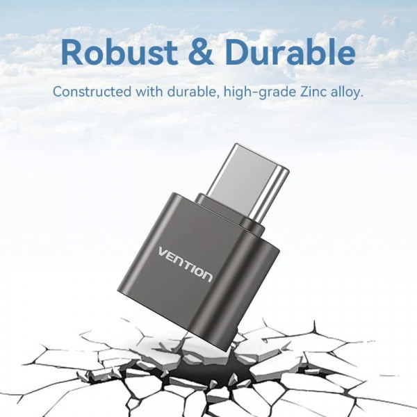 Card Reader USB 2.0 Type-C, 1-слот microSD, OTG 512 Гб, Aluminum Alloy, сірий Vention
