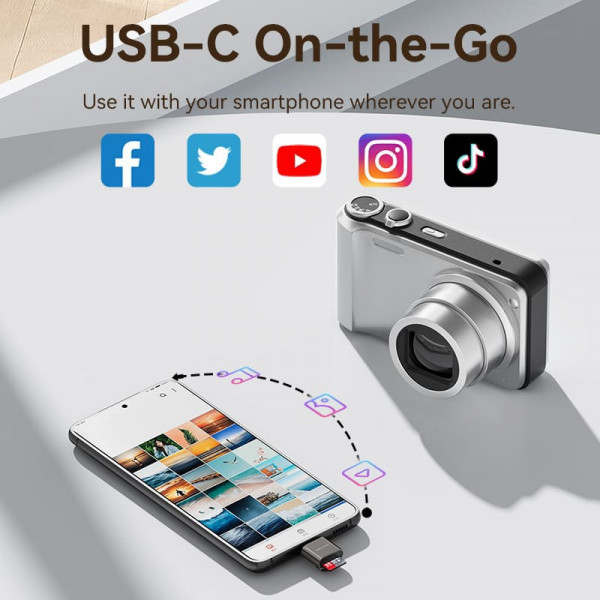 Card Reader USB 2.0 Type-C, 1-слот microSD, OTG 512 Гб, Aluminum Alloy, сірий Vention