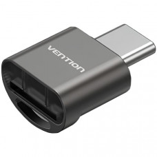 Card Reader USB 2.0 Type-C, 1-слот microSD, OTG 512 Гб, Aluminum Alloy, сірий Vention