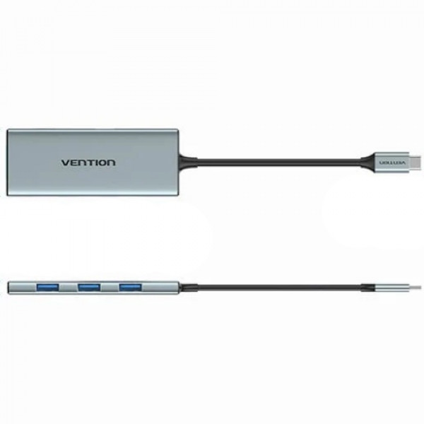 Док-станція USB3.1 Type-C -> HDMI 4K30Hz/USB 3.0x3/SD/TF/PD 100W 7-in-1 Vention