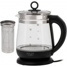 Електрочайник Adler AD 1299 1850-2200Вт/ 1.5л/ скло/ заварник/ встановлення температури/ чорний