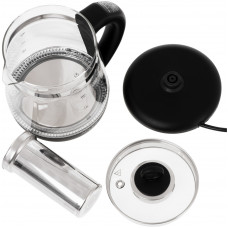 Електрочайник Adler AD 1299 1850-2200Вт/ 1.5л/ скло/ заварник/ встановлення температури/ чорний