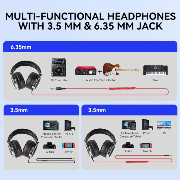 Гарнітура OneOdio Pro 50, 3,5мм/6,35мм, Black