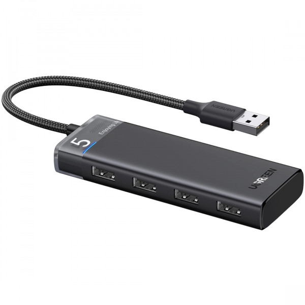 Хаб USB 3.0 -> 4хUSB-A 3.2 Gen1 10Gbps Black CM653 Ugreen