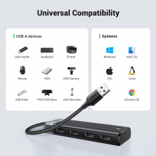 Хаб USB 3.0 -> 4хUSB-A 3.2 Gen1 10Gbps Black CM653 Ugreen