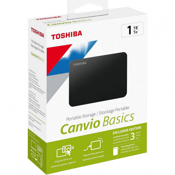 HDD external, USB 3.2 1Tb, Toshiba Canvio Basics Exclusive 2.5" External (HDTB510MK3AA), чорний