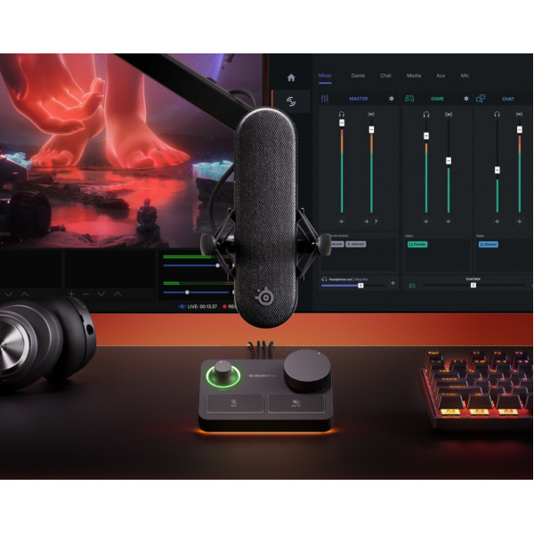 Ігровий стрім мікрофон SteelSeries Alias Pro RGB XLR Stream Mixer 1" Capsule