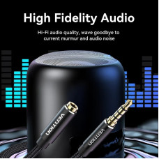Кабель AUX Audio TRS M/F 3.0м Gold-Plated, нейлонове обплетення, чорний Vention