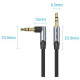 Кабель AUX Audio TRS M/M, кут 90°, 5.0м, сірий, Aluminum Alloy Vention