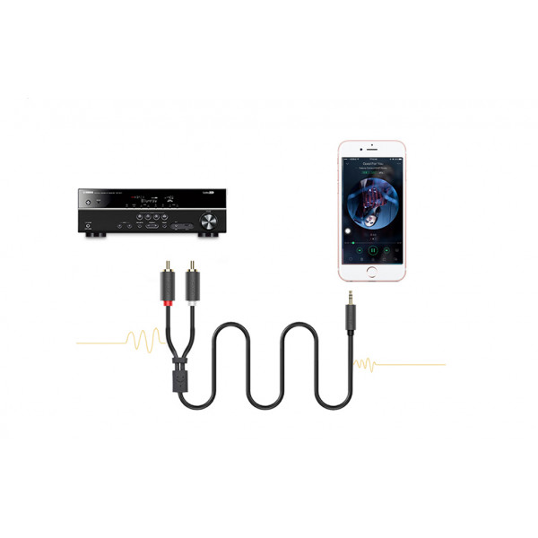 Кабель AUX Audio TRS - RCAx2 M/M 5.0м UGREEN AV102 Чорний