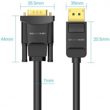Кабель DisplayPort M - VGA M, 2.0м, 1080P 60Гц, Gold-Plated, чорний Vention