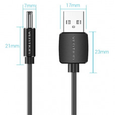 Кабель живлення USB AM - 3.5mm DC Power PVC 5V 2A, Black 1.0 m Vention