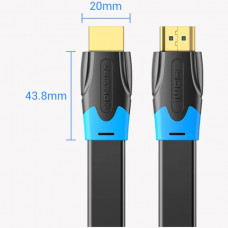 Кабель HDMI M - M, 1.5м, V2.0, 4K 60Гц, PVC Flat Design, Black, Vention