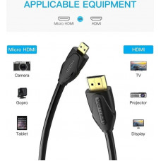 Кабель HDMI M - Micro M, 1.0 м, V2.0 4K 60Гц 18Gbps HDR Dolby, PVC Vention