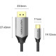 Кабель USB 3.1 Type-C M - DisplayPort M, 1.5м v.2.1 16K30Hz Aluminum Alloy сірий Vention