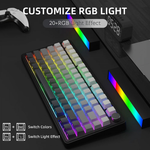 Клавіатура ігрова механічна Attack Shark X85 82кл. RGB,Wireless, White Jade перемикачі Moonlit Night