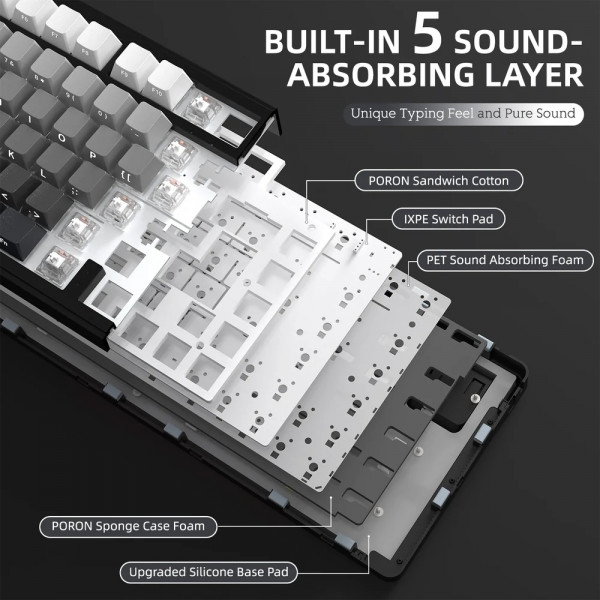 Клавіатура ігрова механічна Attack Shark X85 82кл. RGB,Wireless, White Jade перемикачі Moonlit Night