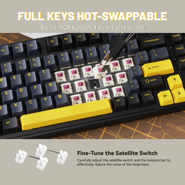 Клавіатура ігрова механічна Attack Shark X98 102кл. RGB, Wireless, Star Black