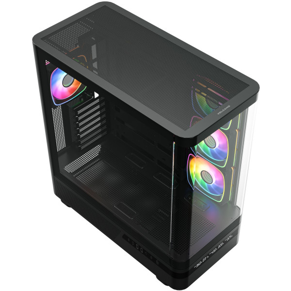 Корпус Modecom VOLCANO AQ200 ARGB MIDI FRONT LCD, 4x120mm fans BLACK без БЖ ATX