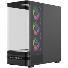 Корпус Modecom VOLCANO AQ200 ARGB MIDI FRONT LCD, 4x120mm fans BLACK без БЖ ATX