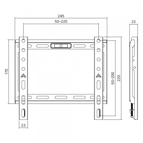 Кронштейн для ТВ AGN AGN43-220F фіксований/23"-43"/45 кг/max.VESA 200x200/Black