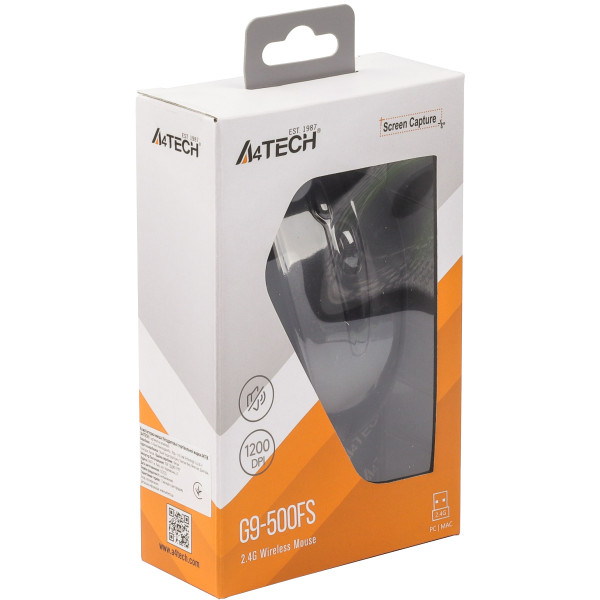 Мишка A4Tech G9-500FS, V-Track, бездротова, 4кн,1200 dpi, безшумна, чорна