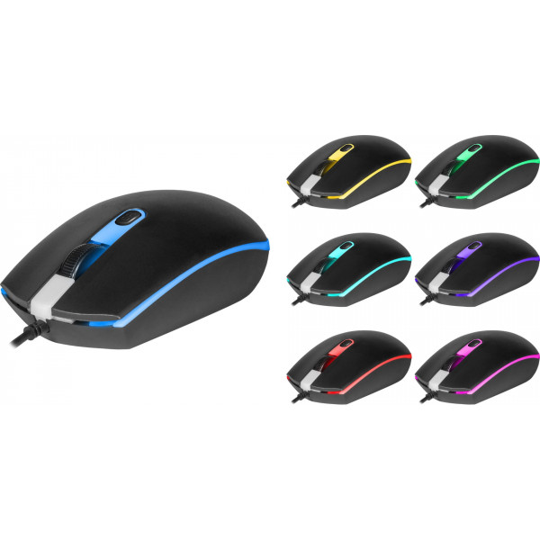 Мишка Defender Dot MB-986, 4 кн. 1600 dpi, 7 кол. підсвітки, чорна