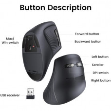 Мишка UGREEN 2.4GHz MU008, бездротова, вертикальна 4000dpi., 4кн., Чорна