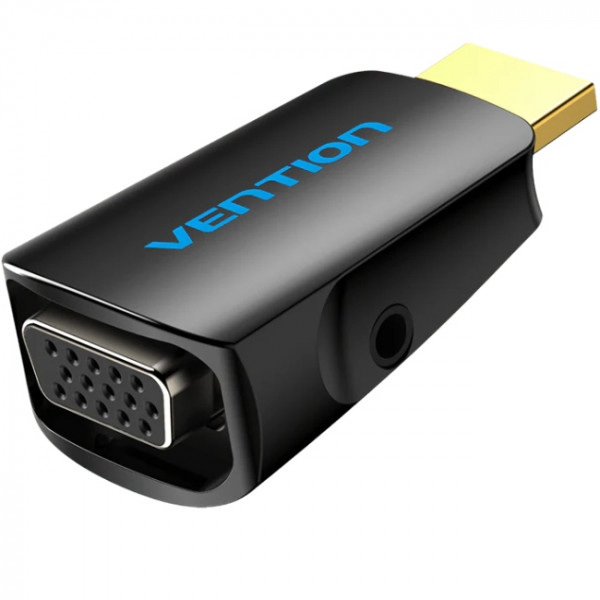 Перехідник HDMI M -> VGA F, 1080P 60Hz, 3,5мм Audio, Vention чорний