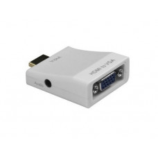 Перехідник HDMI M -> VGA F (з аудіо інтерфейсом) додаткове живлення micro USB, білий RTL