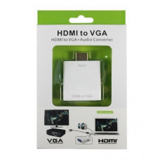 Перехідник HDMI M -> VGA F (з аудіо інтерфейсом) додаткове живлення micro USB, білий RTL