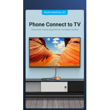 Перехідник USB 3.1 Type-C -> VGA (F), 1080p 60Hz, кабель 0.15м, Vention сірий